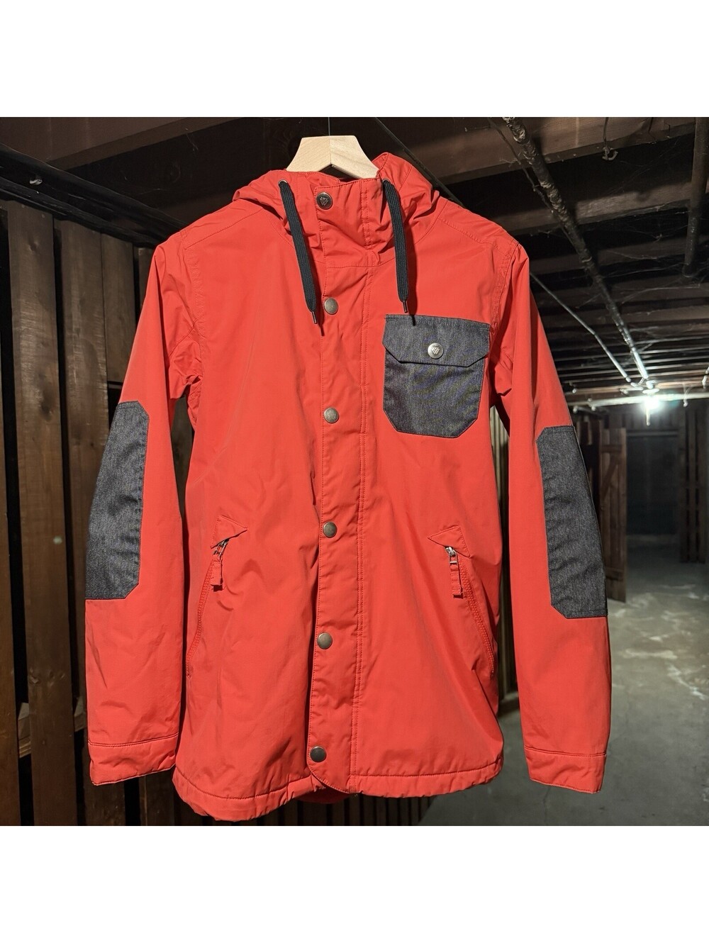 Burton White Collection Dryride Snowboard Jacket S Orange Gray Coat Vintage Y2K